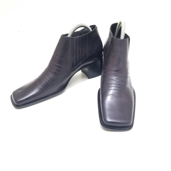 Vivien Lee Italian Made Leather Block Heel Boots Women's Size 8 - Picture 3 of 12